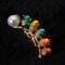 Cute Birds Leap in the Trees Blouse Coat Brooches Colorful Birds Pearl Brooches for Women - Bird