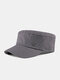Men Cotton Solid Color W Metal Label Sutures Casual Sunscreen Military Cap Flat Cap - Gray