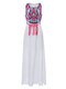 Ethnic Printed Chiffon Loose Sleeveless Maxi Dress - White
