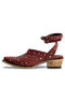 Plus Size Women Trendy Vintage Casual Rivet Decor Buckle Heels - Red