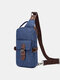Canvas Soild Buckle Design Anti-theft Sling Bag Muti-Pocket Large Capacity Crossbody Bag Chest Bag - Blue
