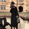 Long Section Waist Slimming Long Sleeve Knit Bottoming Dress - Black