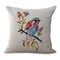 Watercolor Bird Floral Style Linen Cotton Cushion Cover Soft-touching Home Sofa Office Pillowcases - #1