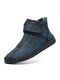 Men Hand Stitching Microfiber Leather Hook Loop Soft Ankle Boots - Blue