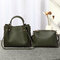 Women Faux Leather Two-piece Set Bucket Bag Handbag Shoulder Bag - Green