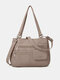Vintage Faux Leather Waterproof Crossbody Bag Multi-pocket Large Capacity Handbag Tote - Apricot