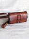 Men Genuine Leather Vintage 6.5 Inch Phone Bag Pen Loops Waist Bag Clutch Bag - Coffee