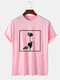Camisetas de manga corta de algodón con estampado de rosas monocromáticas para hombre - Rosado