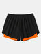 Men Quick Dry Leggings Back Zip Pocket Activewear Bottoms - Orange