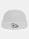 Unisex Acrylic Knitted Cute Dinosaur Pattern Embroidery All-match Warmth Brimless Beanie Hat - White