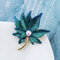 Fashion Big Leaf Brooch Maple Leaves Pearl Brooch Pins Jewelry for Women Dress Accessories - Blue