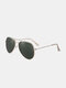 Men Alloy Full Frame Double Bridge Toad Glasses Polarized UV 400 All-match Retro Sunglasses - Golden frame/Dark green
