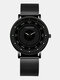 6 colori uomini affari Watch maglia in lega regolabile Banda quarzo luminoso Watch - Puntatore bianco fascia nera