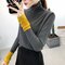 Year Of The New Sexy High Collar Long-sleeved T-shirt Female Fashion Color Matching Foreign Shirt Tops Shirt - 189* gray and yellow color matching