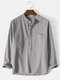 Mens 100% Cotton Basic Solid Color Long Sleeve Henley Shirt - Gray