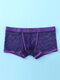 Men Sexy Net See Through Boxer Briefs Thin Breathable Stretch Soft Plain Underwear - Purple
