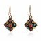 Bohemian Colorful Diamond Ear Drop Square Alloy Rhinestone Earrings For Women - 01
