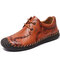 Menico Men Retro Non Slip Hand Stitching Soft Sole Casual Leather Shoes - Brown