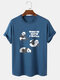 Mens Cute Panda Slogan Print 100% Cotton Short Sleeve T-Shirts - Blue