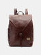 Men Retro PU Leather Multi-pocket Splashproof Large Capacity Backpack - Coffee