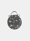Women Floral Lace Embroidered Round Bag Satchel Bag Crossbody Bag Handbag - Black