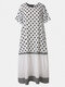 Polka Dot Plaid Patchwork Printed Maxi Dress With Pocket - White