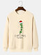 Mens Christmas Element Print Crew Neck Loose Pullover Sweatshirts - Apricot