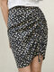 Floral Print Drawstring Zip Casual Skirt For Women - Black