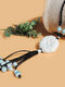 Vintage Flowers Round Shape Beaded Tassel Hand-woven Ceramic Long Necklace - Light Blue