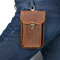 Men Vintage EDC Genuine Leather 6.3 Inch Phone Holder Cigarette Waist Belt Bag - Brown
