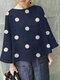 Polka Dot Print Bell Sleeve Blouse For Women - Blue
