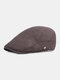 Men Cotton Linen Pinstripe Pattern Casual Retro Forward Hat Beret Flat Hat - Black