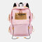 Women Canvas Multifunction Waterproof Casual Patchwork Backpack - Pink