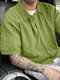 Masculino velo sólido duplo bolso casual manga curta Camisa - Verde