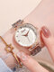 4 Colors Alloy Women Trendy Watch Inlaid Rhinestone Dial Decorative Pointer Quartz Watch - White