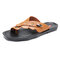 Men Clip Toe Slip Resistant Soft Beach Casual Leather Slippers - Brown
