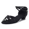 Women Comfy Ballroom Tango Latin Dance Shoes Buckle Low Heel Sandals - Black 1