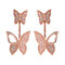 Sweet 925 Sterling Silver Rose Gold Earrings Full Zirconia Butterfly Piercing Ear Jackets for Women - Rose Gold