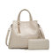 2 PCS Crocodile Pattern Handbag Leisure Solid Crossbody Bag - creamy-white