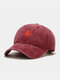 Unisex Washed Distressed Cotton Red Maple Leaf Embroidered Vintage Sunshade Baseball Cap - Wine Red