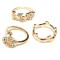 3pcs Gold Silver plaqué Crystal Leaf Knuckle Rings - Or