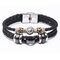 Vintage 12 Constellation Bracelet Woven Leather Bracelet Multilayer Stainless Steel Bracelet - 08