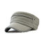 Mens Vintage Summer Sunshade Brim Flat Cap Breathable Washed Cotton Sun Hat Outdoor Sports Cap - Grey
