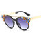Women Cat Eye Anti-UV Sunglasses Vintage Brand Designer Crystal Diamond Frame Sunglasses - Black