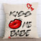 Kiss Me Baby Rolling Stones Red Lip Pattern Cushion Cover Pillowcase Chair Waist Throw Pillow Cover  - #3