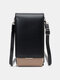 Women Multi-Compartments 6.5 inch Crossbody Phone Bag Faux Leather Large Capacity Shoulder Bag - Black