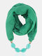 Vintage Geometric-shape Beaded Pendant Solid Color Bali Yarn Acrylic Scarf Necklace - Green