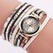 Bohemian Women Rhinestone Leather Women's Watches Multicolor Leather Bracelet Gift for Her - White