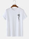 Mens Rose Print Crew Cuello 100% Algodón Casual Camisetas de manga corta - Blanco