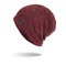 Men Women Beanie Hats Thicken Fabric Label Head Cap Knitted Sweater Caps - Wine red (hat)